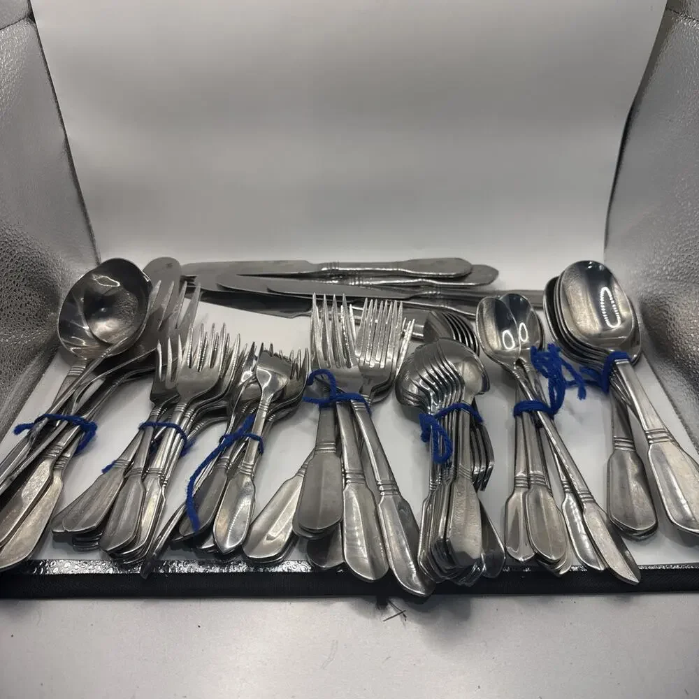 Oxford Hall Stainless Flatware 65 Pc Mixed Set Serving Utensils Silverware Lot *